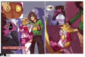 Порно комикс Deltarune. Alphys x Kris x Susie. OkuMakimura