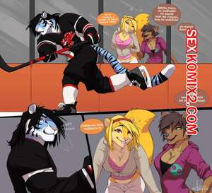 Порно комикс Фурри. Тройничок в раздевалке. Locker Room Trio