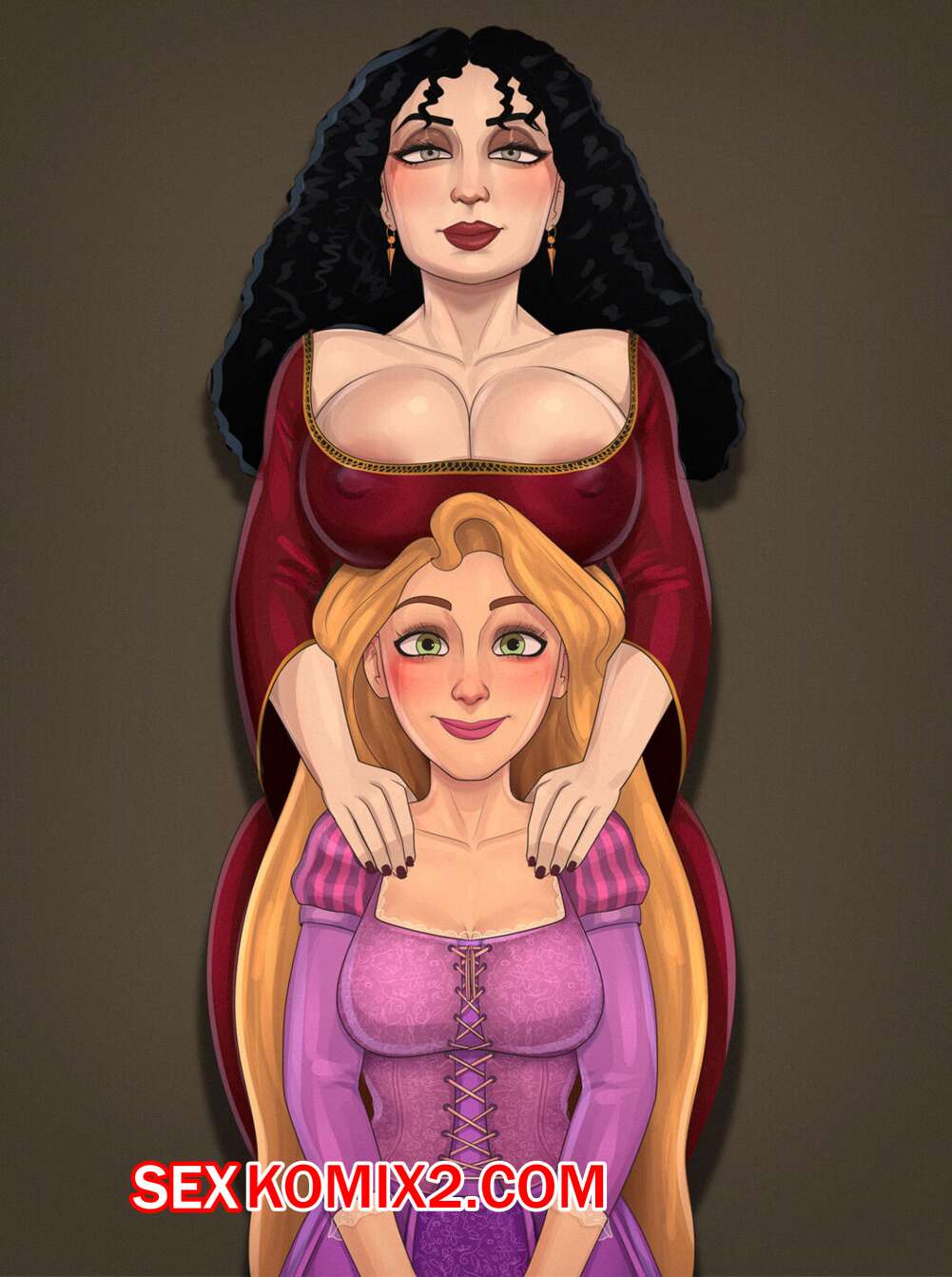 Порно комикс Матушка Готель и Рапунцель.