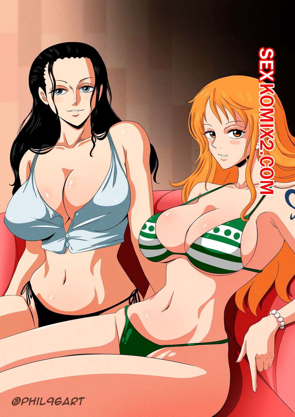 Порно комикс One Piece. Нами и Робин. Nami and Robin Comic. Phil96art