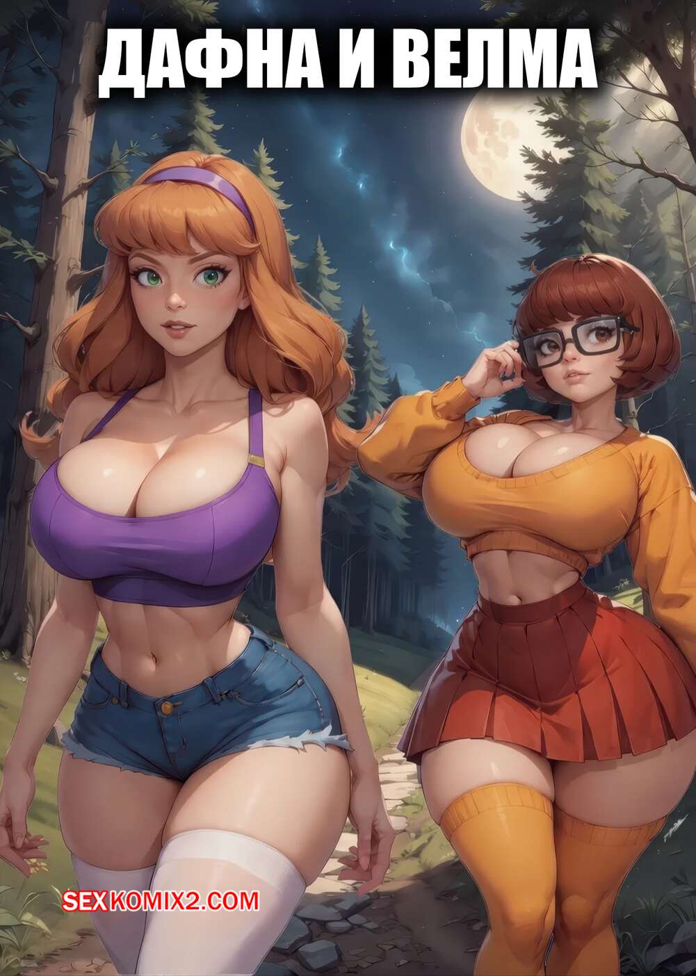 Порно комикс Скуби Ду. Дафна и Велма. Daphne x Velma. Velzevulito.