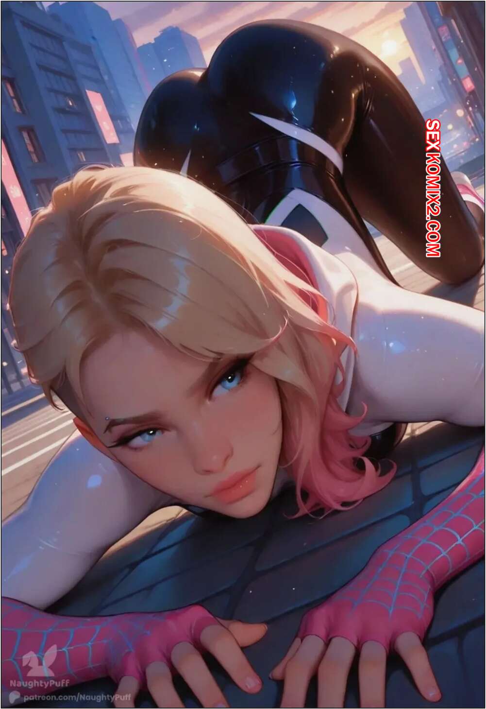 Порно комикс Spider Gwen. Rooftop Temptation. NaughtyPuff